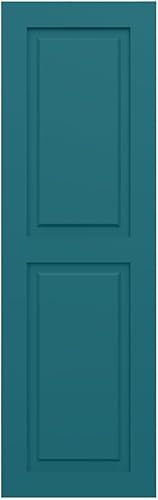 Miniatura 6 de PVC True Fit de 12 pulgadas de ancho x 25 pulgadas de alto, dos persianas de panel elevadas iguales, Antigua (por par, accesorios no incluidos)