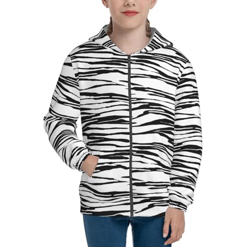 Lines Stripes Wavy Kid Hoodies Boys Zip Up Sweatshirts Girls Pullover with Pocket3