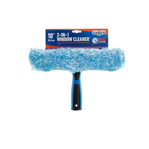 Image of Unger Professional Connect & Clean 2-in-1 Squeegee & Scrubber, 10 inch Window Cleaning Tool, Commercial and Residential Use, Washer Cleaner Supplies to Remove Excess Water and Dry (Pack of 10)