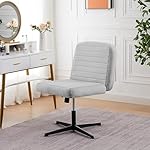 VECELO Armless Criss Cross Chair Legged No Wheels, Swivel Height Adjustable Fabric Wide Seat for Make Up/Bedroom/Small Space - Image 2