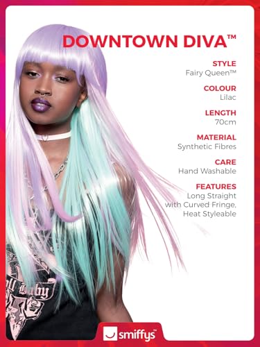 Smiffys Official Manic Panic® Fairy Queen™ Downtown Diva™ Wig, Long Straight Wig, Heat Styleable with Adjustable Cap - Image 3