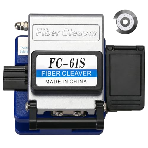 FC-61S Optical Fiber Cleaver Fiber optic cable cutting knife With Fiber Scrap Collector and 1pcs spare blade 16 Cleaving Spots & 48000 Cleaves Cold connection cutting tool (FC-61S+spare blade)