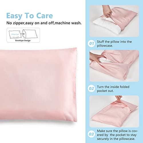 Tillyou Toddler Bed Pillow With Pillowcase,100% Soft Cotton Baby Pillow For Sleeping,Kids Travel Pillow With Case, 13”X18”,Pink #TOP2