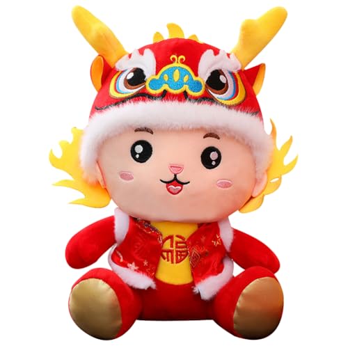 BESTOYARD muñeco de dragón de Peluche Muñeco dragón Adorable Muñeco Suerte dragón Animal de Peluche cifra Adorable muñeco de dragón muñeca de dragón de año Nuevo Chino algodón Rojo