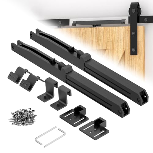 Barn Door Soft Close Hardware Kit Barn Doors Buffer Damper Stopper is Suitable for Most Flat Track Sliding Door Systems.Supports Doors Weighing 88-132 lbs No Hole Installation (Black 2pcs)