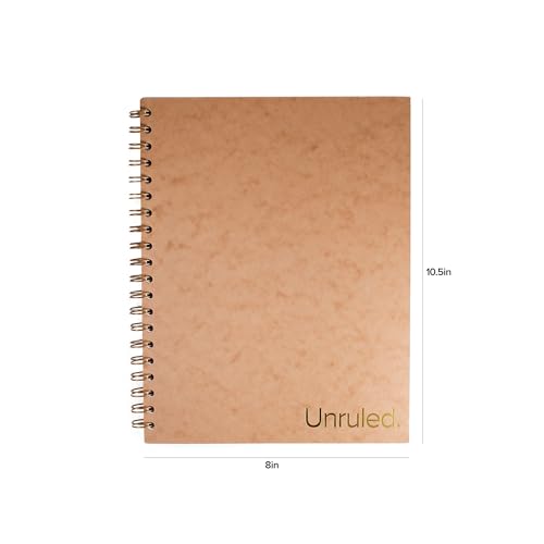 Unruled Classic Blank Spiral Notebook, 60lb Premium Plain Paper, 70 Sheets, Recycled and Sustainable, 10.5" x 8", 3 Pack, Assorted Foil/Wire