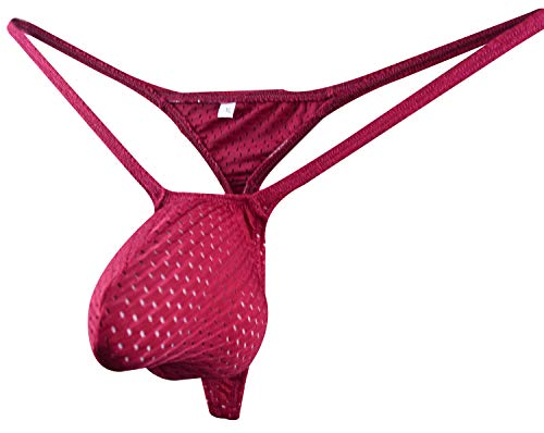 Men's G-string Bulge Pouch Thongs Eyelet T-back Bikini WSS522