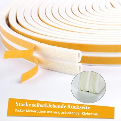 10M Dichtungsband für Türen Fenster, Selbstklebend Türdichtung Fensterdichtung Anti-Kollision Gummi Schaum Siegel Streifen Schalldämmung, Weiß