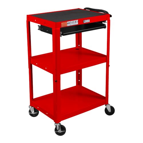Luxor Steel Utility Cart — UCMT1KB-RD Adjustable-Height Pullout Luxor Steel Utility Cart — UCMT1KB-RD Adjustable-Height Pullout