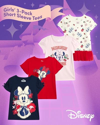 Image of Disney Princess Minnie Mouse Toddler Girls Short Sleeve Graphic Tees 4 Pack