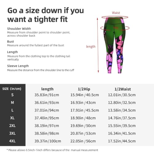 Leggings con estampado de mariposas moradas y flores para mujer 5