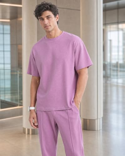 Image of Nobero Moses Oversized Co-ord Set for Men | Textured Co-ord set for men | Oversized Fit | Matching Top & Bottom | Premium Fleece Fabric | Casual & Streetwear