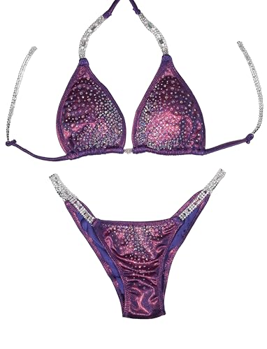 Purple Grape Women's Competition Bikini Set, Top: A/B and C/D, Bottom Hip Size: S 28-31, M 32-34, L 34.5-36 Inches