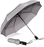 Repel Umbrella Windproof Auto Folding Travel Umbrella - Withstands Winds up to 85MPH, For Rain and Sun – Strong, Compact, Durable, Light & Portable For Women & Men, Fits Backpack & Cars - Gray