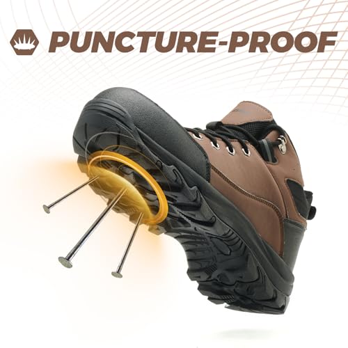 Waterproof Steel Toe Boots for Men Wide Width Non Slip Work Shoes Slip Resistant Safety Toe Sneakers Indestructible Construction Composite Toe Shoe Puncture Proof Footwear4