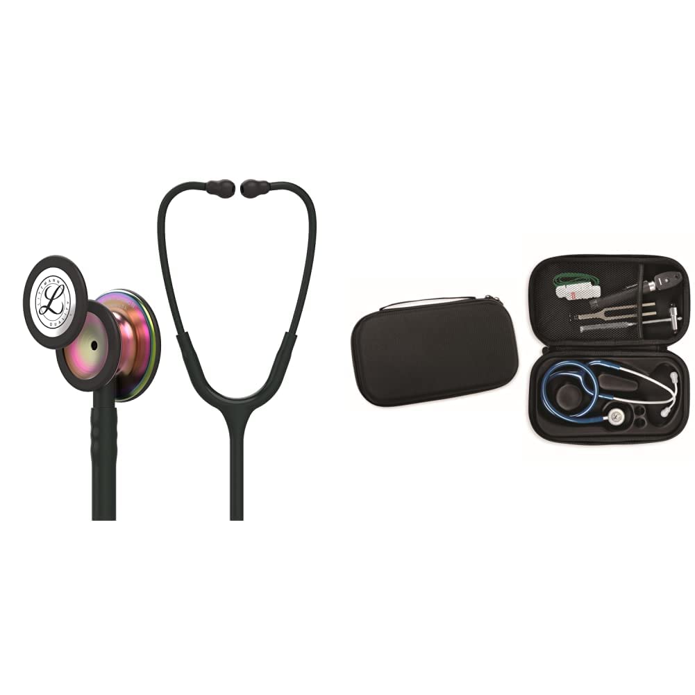 3M Littmann Stéthoscope de Surveillance Classic III, Tubulure Noire, Rainbow Edition, 69 cm, 5870 + GIMA ÉTUI CLASSIC pour stéthoscope - noir.