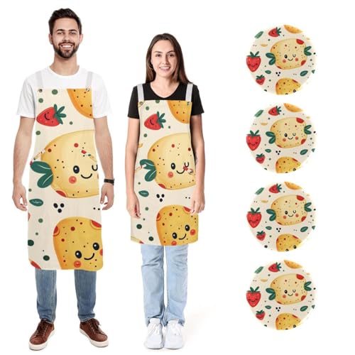 Tabliers de cuisine imperméables lot de 2 réglables jaune fraise