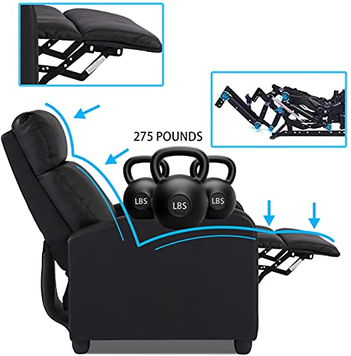 Sillón reclinable negro de cuero ajustable miniatura 6