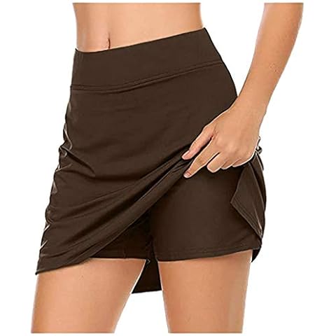 iQKA Women Sundresses for The Beach Plus Size Golf Skort Tennis Active Skirt Women's for Performance Lightweight (Brown, XXL) Cover