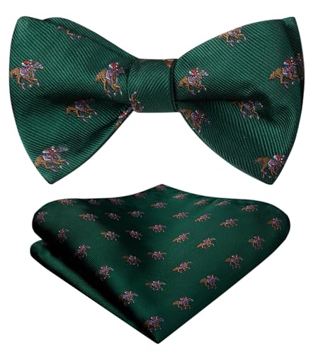 Image of HISDERN Bow Ties for Men Self Tie Animal Bowties Pocket Square Woven Silk Fun Bowtie Handkerchief Set for Wedding Party