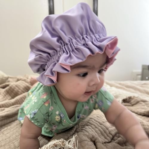 Image of AKISS Baby Infant Newborn Toddler Satin Silk Hair Bonnet for Baby Girl Boy Sleeping Kids Cap Hat