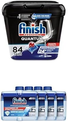 Bundle of Finish - Quantum - 84ct - Dishwasher Detergent + Finish Dishwasher Cleaner - Liquid Fresh 4x8.45 oz.