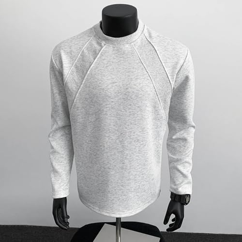 Men's Hoodless Sweatshirt Soft Crewneck Long Sleeve Casual Pullover Round Neck Solid Color Athletic Workout Top2