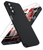 LeYi Funda para Samsung Galaxy A17/A 17 4G/5G, Ultra Slim Carcasa con 2pcs Cristal Templado, Silicona Liquida Capa Suave Movil Protector Case Forro Microfibra Antiarañazos Cover, Negro