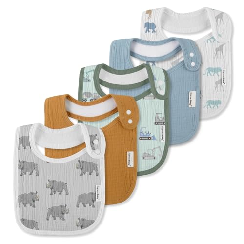 Image of Muslin Bibs for Baby Boys Girls,Organic Muslin Baby Bib for Drooling and Teething,Soft Bandana Drool Bibs 5 Pack