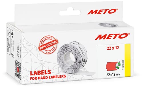 METO etiquettes pour étiqueteuse manuelle, réf. 9506156 (22 x 12 mm, 1 ligne, 6000 étiquettes, décollables et repositionnables, pour appareils Meto, Contact, Sato, Avery, Tovel, Samark etc.) 6 rouleau Cover