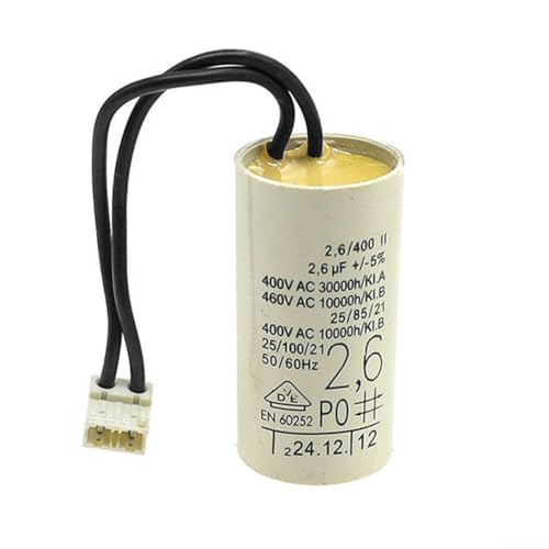 Condensador de bomba de circulación de agua 2.6uF con conector para sistema de calefacción de caldera de gas montado en la pared, reducción de ruido, pieza de repuesto de 49 x 24.5 mm