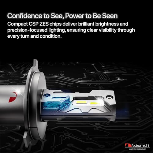 Image of Nakamichi GS810 Series H4 LED Headlight Foglight Light Bulbs for Replacement, 12,000 Lumens 44W Per Set, Cool White, Plug and Play, 1:1 Beam, Pack of 2, 4300K, H4 (HB2 9003)