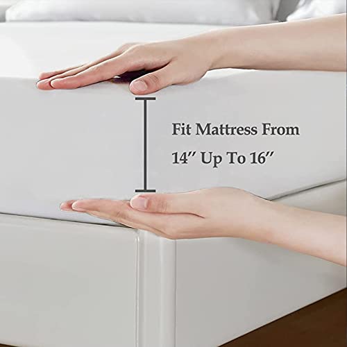 Hcora White Queen Fitted Sheet With Satin Pillowcases, Luxury Soft 1800 Thread Count Brushed Microfiber Fitted Sheet Deep Pocket Up To 16Inch, Wrinkle And Fade Resistant(White, Queen) #TOP2