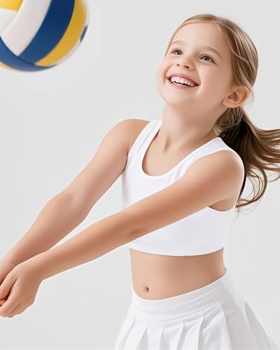 Girls Racerback Sports Bra, Built -Up Stretch Crop Undershirt Seamless Training Bra in Everyday Colors for Teens4