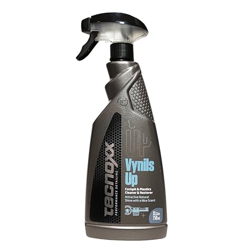 Tecnoxx - Vinyls Up. Detergente e lucidante profumato per plastiche porose e cruscotti negli Interni dei Veicoli. Flacone Spray XL da 750 mL