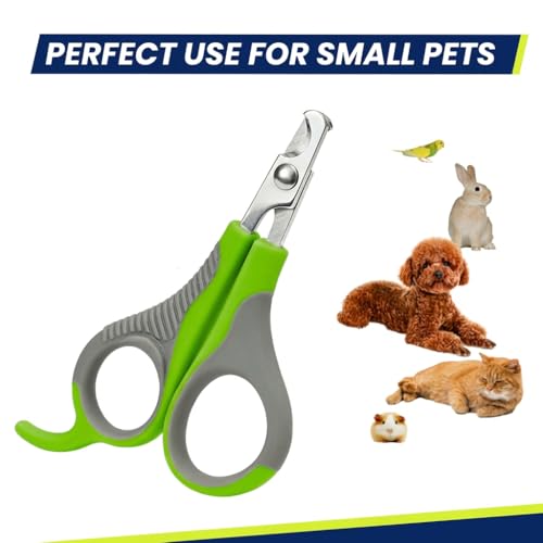 Image of WePet Pet Nail Clippers U07.2, Professional Claw Trimmer, Scissor for Cats, Puppies, Kittens, Hamsters, Rabbits and Small Animals, Sharp, Safe, Small, Green /Grey
