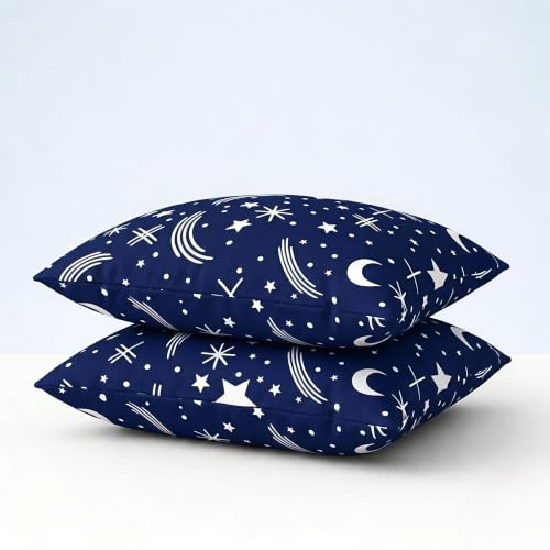 Image of TRIYON Pillow Height Adjustable Microfiber Sleeping - Set of 2 | 16 inch x 24 inch| Soft, Supportive & Stomach Sleepers | Blue Star Print (2, Blue, King (U.K. Standard))