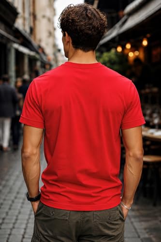 Image of INKKR Regular Fit Half Sleeves Round Neck Typographic Printed Cotton T-Shirt
