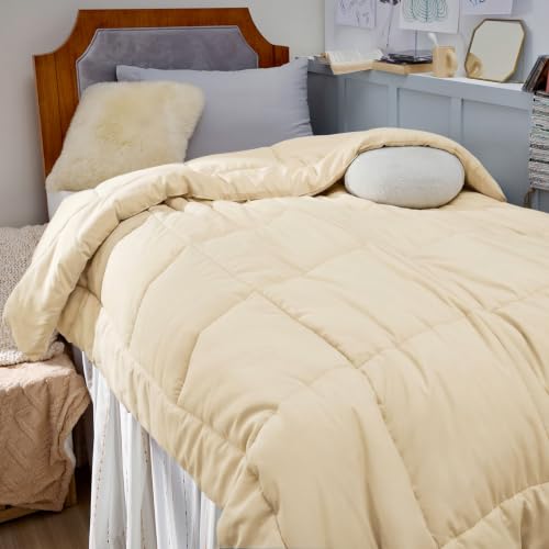 Image of Bedsure Comforter Duvet Insert - Quilted Comforters Twin XL Size, All Season Duvet, GentleSoft Down Alternative Bedding Blanket, with 8 Tabs,Gifts for Women /Men,Cream,Twin XL 92 x 68 Inches