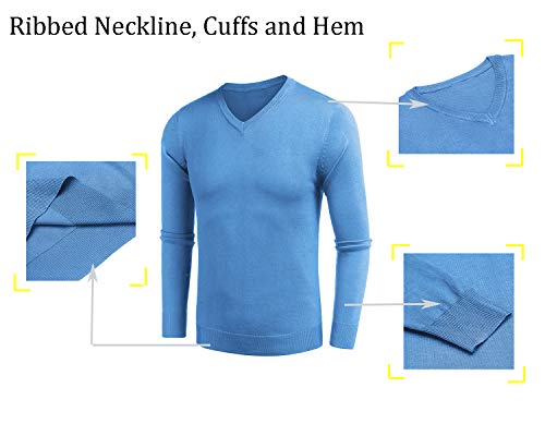 Coofandy Men'S Solid Sweater Cotton Relaxed Business Basic Long Sleeve Fall Top Light Blue thumb #3