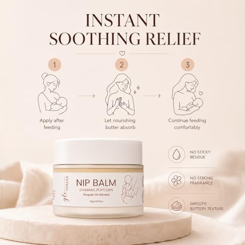 Image of GLO Mama Nipple Balm /Butter for Breastfeeding Mom | Lanolin Nip Balm for Sore, Cracked Nipples - Tasteless & Odorless | Fast Absorbing & Clinically Proven Safe for Baby | 30g