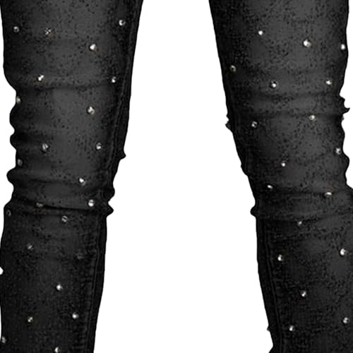 Maiyifu-GJ Men's Skinny Pearl-Embellished Jeans Skinny Streetwear Fashion Denim Pants Casual Slim Fit Jean Trousers4
