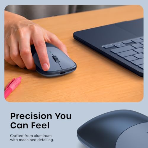 Image of Satechi Slim EX Wireless Mouse, Bluetooth & 2.4 GHz, Quiet Clicks, Indigo | Quiet clicks, anodized aluminum shell, rechargeable battery, for macOS, Windows, iPadOS, Android