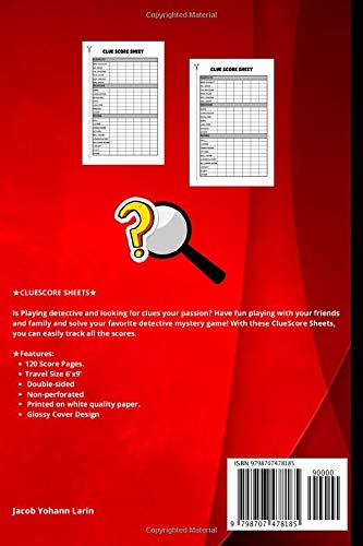 Clue Score Sheets: 120 Clue Board Game Sheets | Clue Replacement Paper For Scorekeeping | Clue Detective Notebook - Clue Paper Sheets Refills image 3