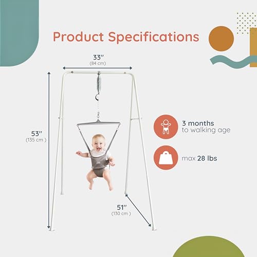 image for Jolly Jumper Classic (Grey) with Stand - Original Baby Jumper, Indoor 