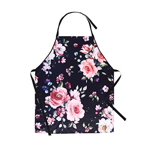 RosieLily Aprons for Women Kitchen Apron for Cooking Baking Gardening Grilling BBQ Chef Apron for Men, Flower, 27x32