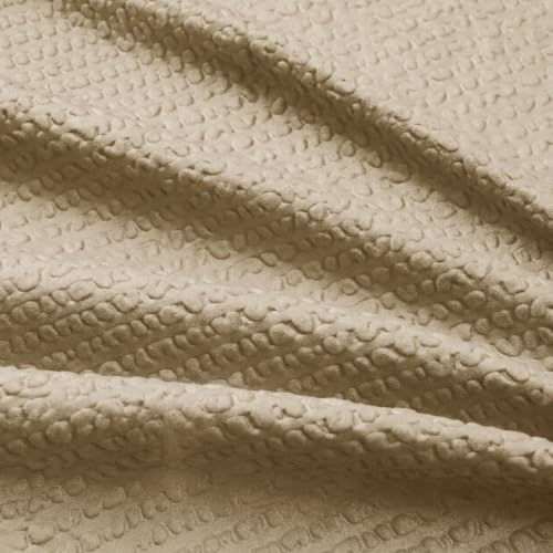 Image of HOMETHREADS Embrace Luxury with Our 6-Feet Long Premium Polyester Shower Curtain with 12 Hooks for a Lavish Bathroom Ambiance | Stylish, Splendid, and Perfectly Sized (Waffle Beige, 180x180cm)