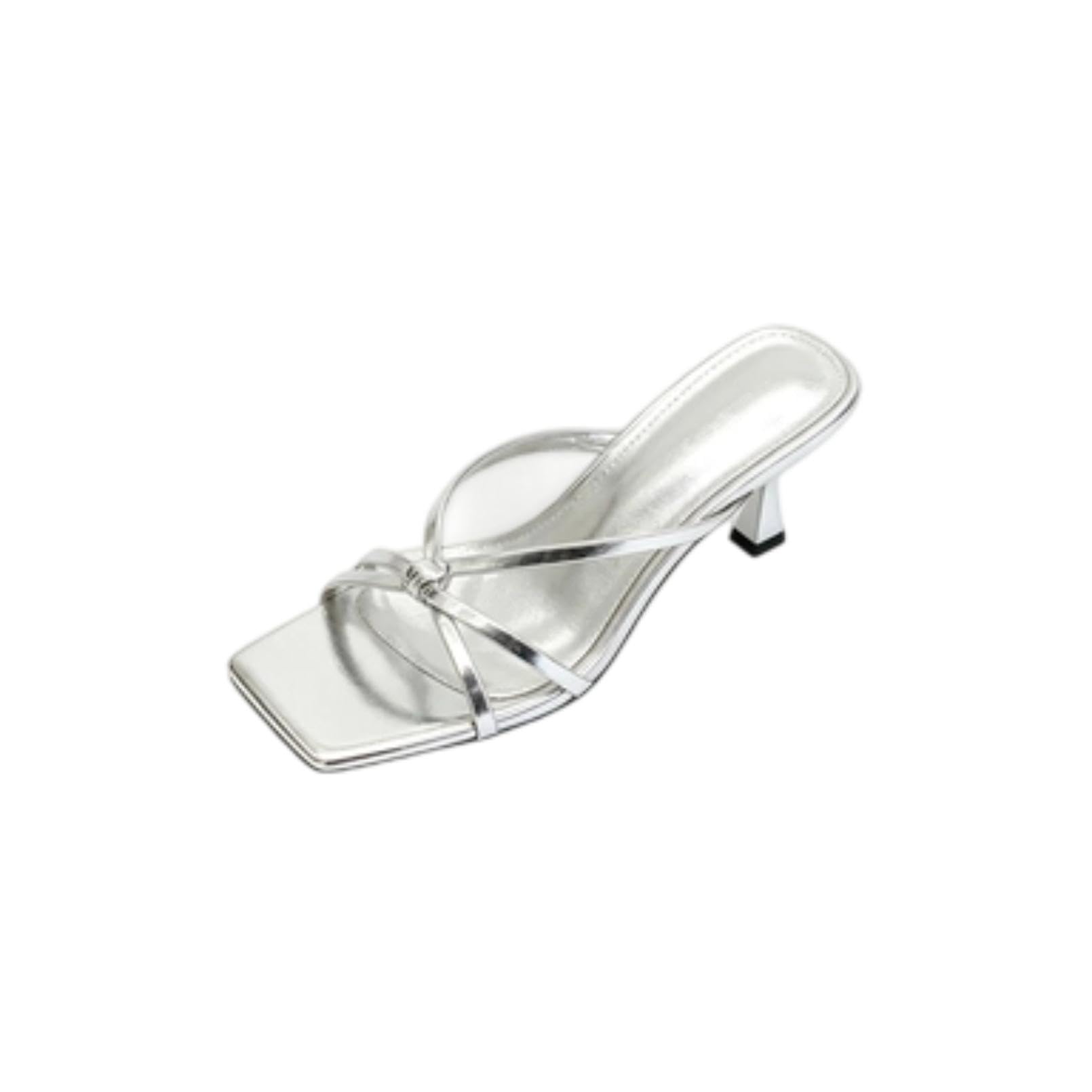 Zapatos con Tacón Mujer Sandalias Verano Punta Cuadrada Tiras Cruzadas