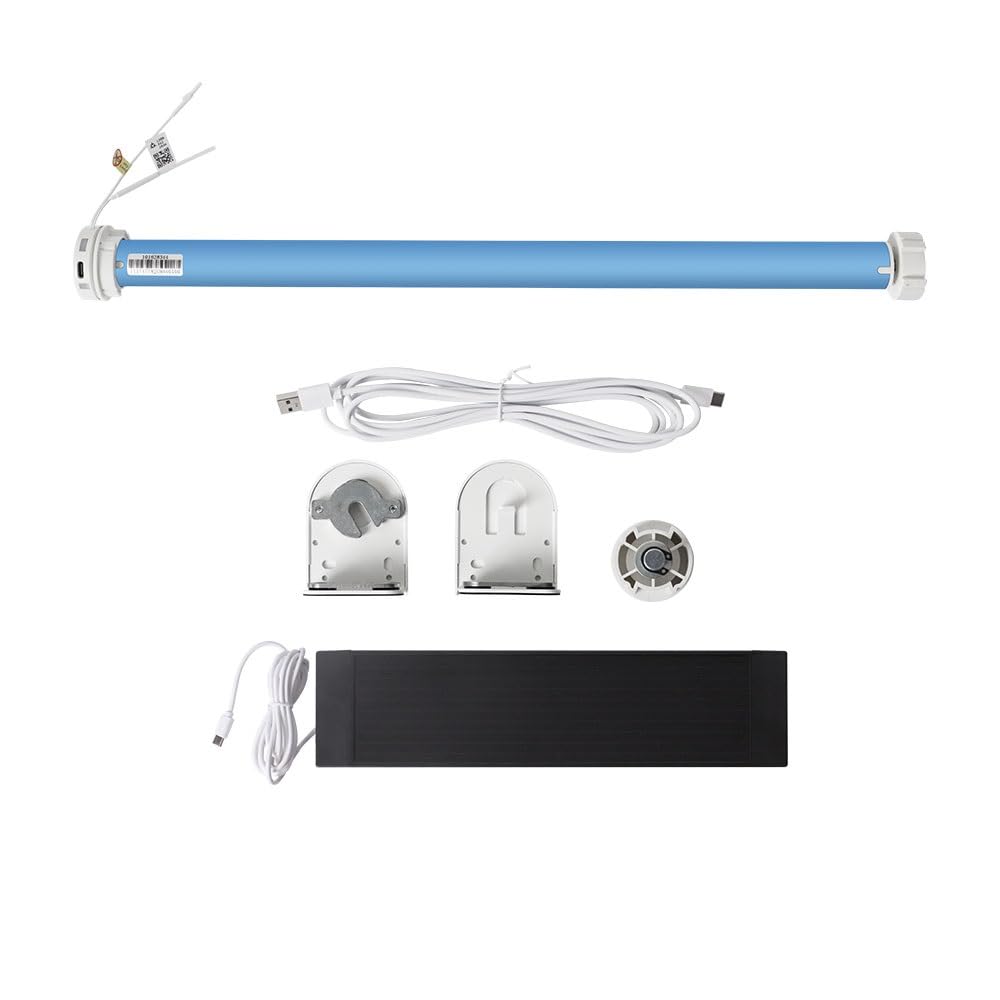 Matter Thread Battery Blinds Motor,MT25B Rechargable Motorized Electric Shade,Matter-enable APP/Timer/Voice Control,Solar Panel Roller Shade Tubular Motor for 38mm Tube (No remote)