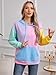 SweatyRocks Women's Cute Color Block Long Sleeve Pullover Hooded Sweatshirts Top Purple Pink XS
